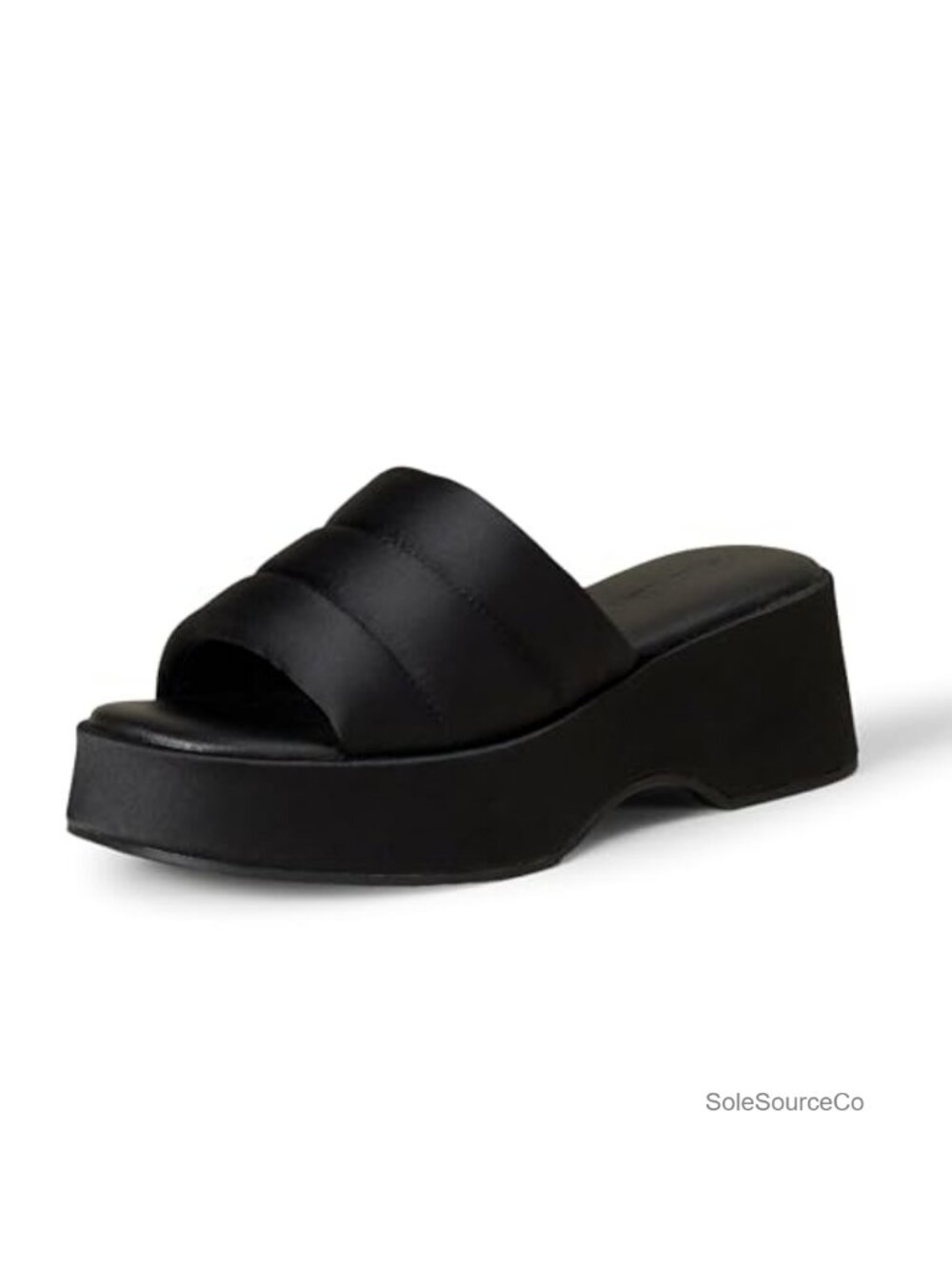Platform Slip On Sandals Satin Faux Leather Slides Summer Beach